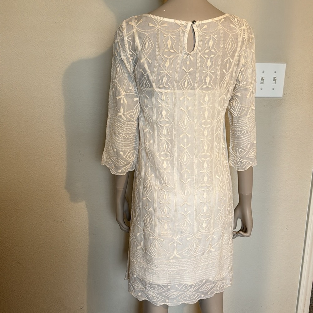 Lucky Brand boho cream embroidered lace slip dress, size XS - Picture 4 of 8